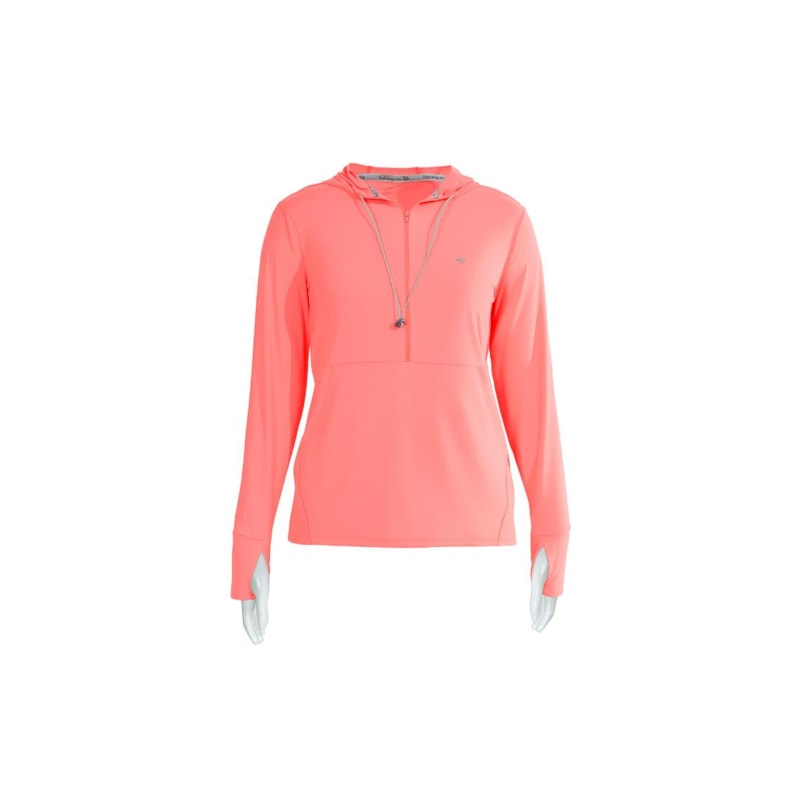 CAMISETA FEMININA ZIPER CANGURU MANGA LONGA COM DEDAL E CAPUZ UPF 50+