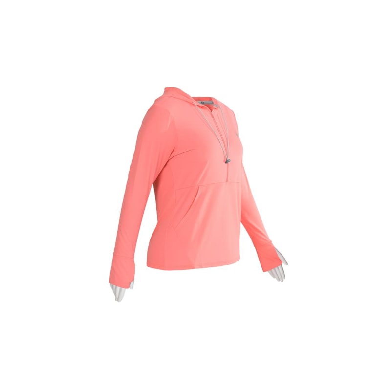 CAMISETA FEMININA ZIPER CANGURU MANGA LONGA COM DEDAL E CAPUZ UPF 50+