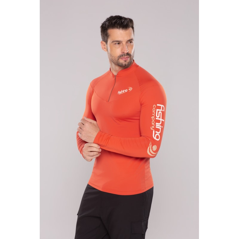 CAMISETA MASCULINA ZIPER MANGA LONGA UPF 50+