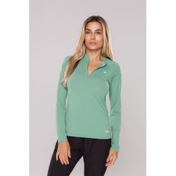 CAMISETA UV FEMININA ZIPER MANGA LONGA UPF 50+