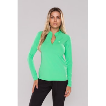 CAMISETA UV FEMININA ZIPER MANGA LONGA UPF 50+