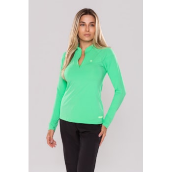 CAMISETA UV FEMININA ZIPER MANGA LONGA UPF 50+