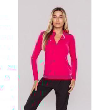 CAMISETA UV FEMININA ZIPER MANGA LONGA UPF 50+