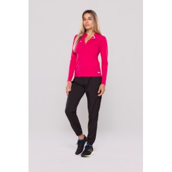 CAMISETA UV FEMININA ZIPER MANGA LONGA UPF 50+