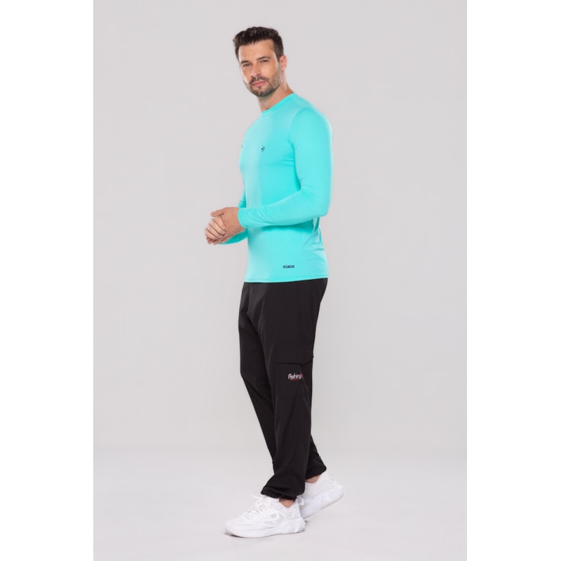 CAMISETA UV MASCULINA BÁSICA MANGA LONGA UPF 50+