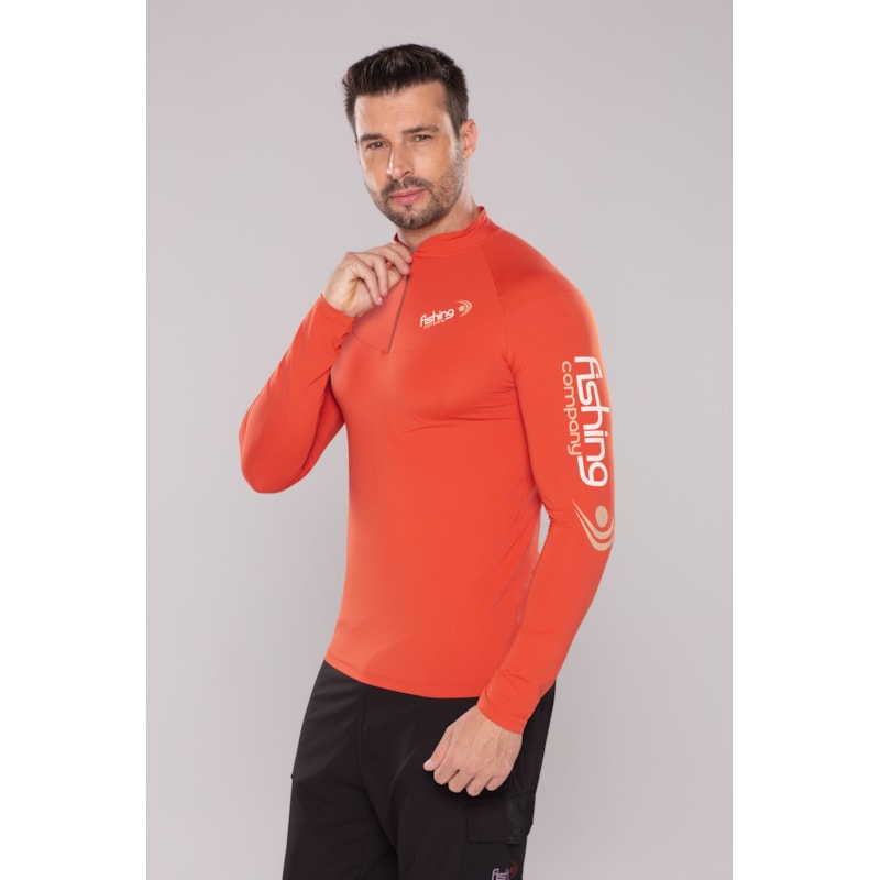 CAMISETA UV MASCULINA ZIPER MANGA LONGA UPF 50+